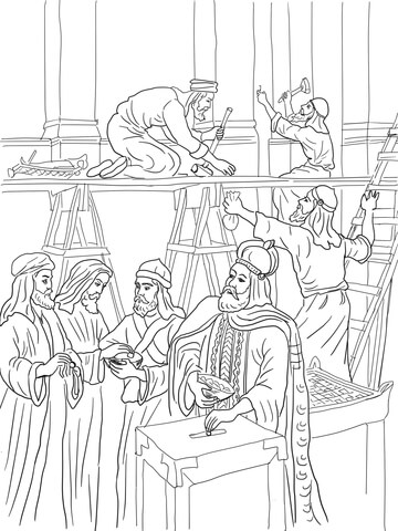 Joash Repairs The Temple Coloring Page